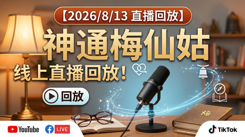 【2026/8/13 直播回放】神通梅仙姑線上直播回放-台湾神通梅仙姑开运网